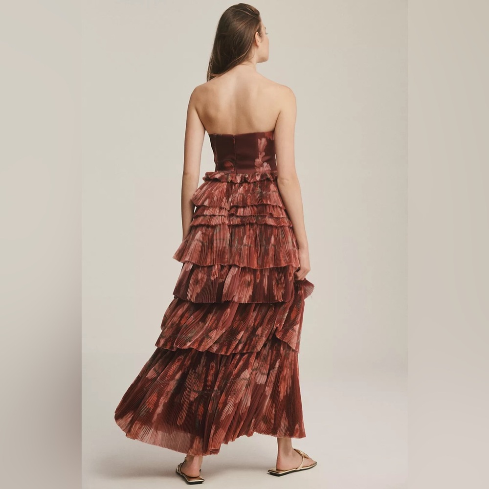 Hutch Nalina Strapless Floral Tiered Tulle Maxi Dress - Picture 7 of 8